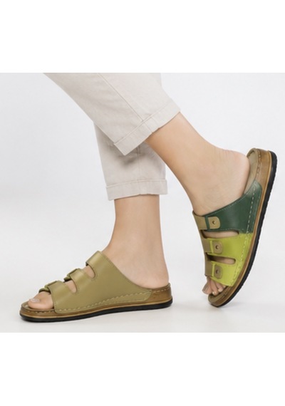 N Napa Shoe Np.301.yeşil Deri Terlik