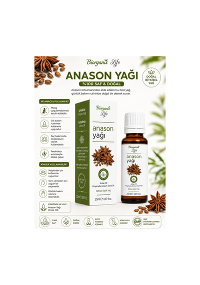 %100 Saf Anason Uçucu Yağı 20 Ml - Rahatlatıcı Vücut Bakım Yağı