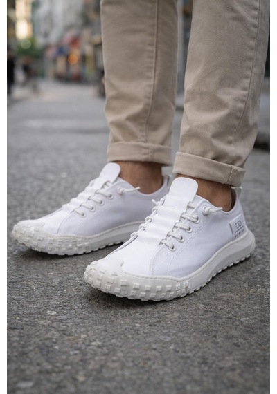 Erkek Günlük Sneaker Modern Tasarım, Konforlu Taban Beyaz
