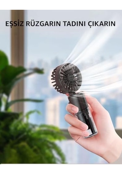 Tutulabilir Taşınabilir Buharlı Vantilatör Mini Fan 4 Hız Ayarı Şarjlı Misting Özelliği Kompakt Ve Hafif Tasar