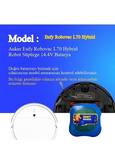 Anker Eufy Robovac L70 Hybrid Robot Süpürge 7000 Mah 14.4v Batarya