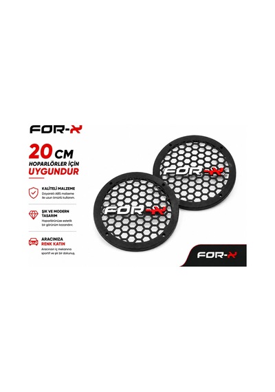 For-x 20cm Hoparlör Kapağı - For-x Logolu Kaliteli Plastik Midrange Hoparlör Kapak 20 Cm - 2 Adet