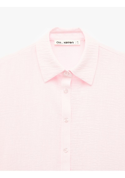 Koton Uzun Kollu Klasik Yaka Düğmeli Oversize Gömlek Pembe 6sal60067ıw Gül