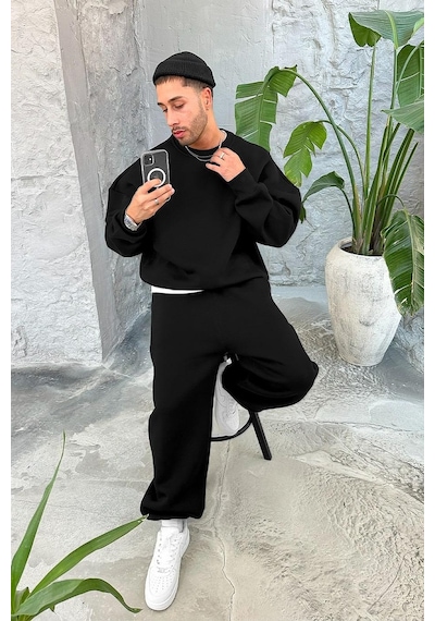 Siyah Cozy Basic Oversize Sweat Siyah