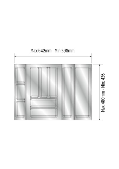 Mutfak Çekmece Içi Düzenleyici, Kaşıklık 64cm X 48cm Yanlar Ve Boydan 4cm Kesilebilir, Antrasit Antrasit