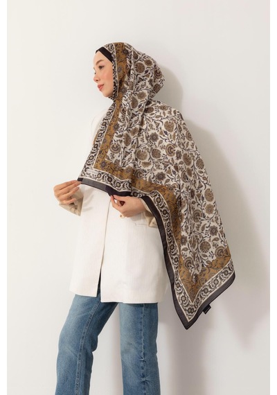 Mimiyum Soft Şal Çini Desenli Siyah
