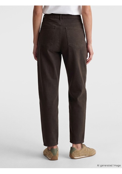 Lcwaıkıkı Classic Kahverengi Yüksek Bel Barrel Fit Kadın Jean Pantolon