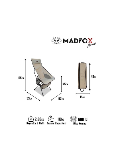 Madfox Airnest Ultra Katlanır Kamp Sandalyesi Krem