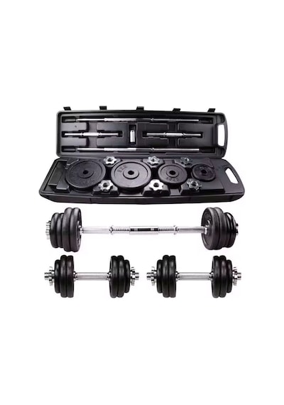 Çantalı Döküm Demir Plaka Dambıl Seti 50 Kg Siyah Dumbbell Set