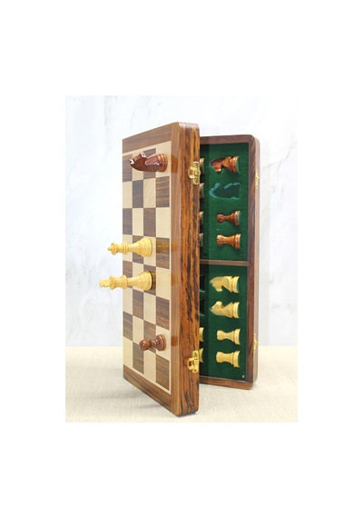 2 Adet Satranç Oyunu Ahşap Katlanabilir Kutulu Mıknatıs Taşlı 40 Cm, Foldable Wooden Chess Set, Magnetic Pieces