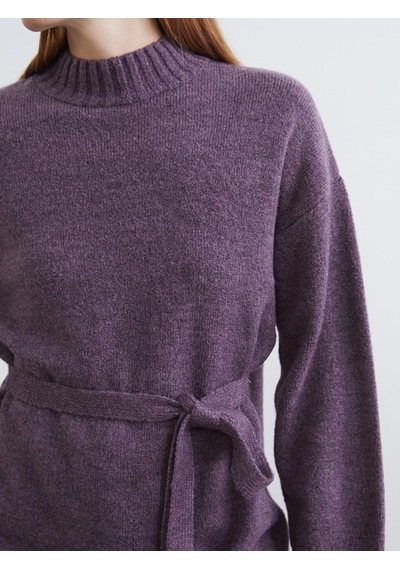Lcw Modest Mor Yarım Balıkçı Yaka Oversize Kadın Triko Tunik Xl-2xl
