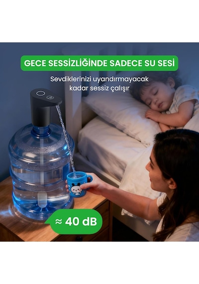 Flowblue Yeni Nesil Ultra Sessiz Ve Ultra Hızlı Otomatik Damacana Pompası Siyah Diğer
