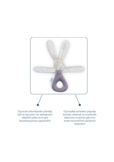 Babyjem Tutmalı Çıngıraklı Mini Peluş Tavşan Taş 842