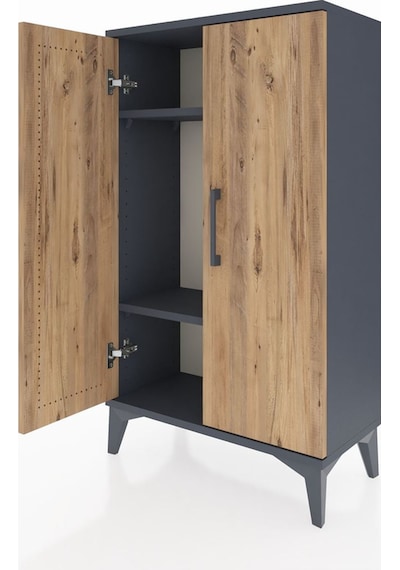 Arges Komodin 2 Raflı 2 Kapaklı 60x30x106 Antrasit-çam Antrasit