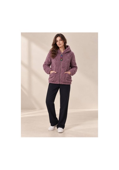 Öners Kadın Kapşonlu Peluş Fermuarlı Sweat Oversize Yumuşak Polar Hoodie Kışlık Sıcak Tutucu Gümüş Gümüş