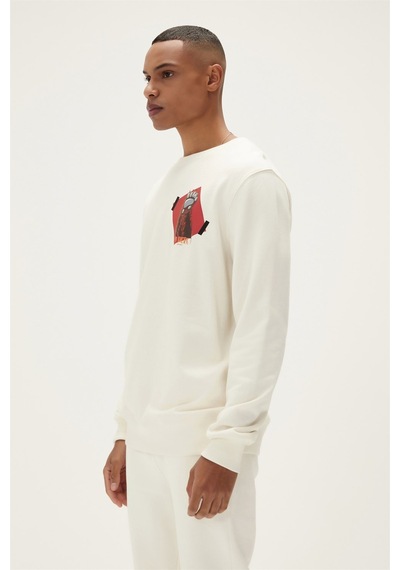 Bad Bear Here Crewneck Erkek Sweatshirt-25261 Beyaz