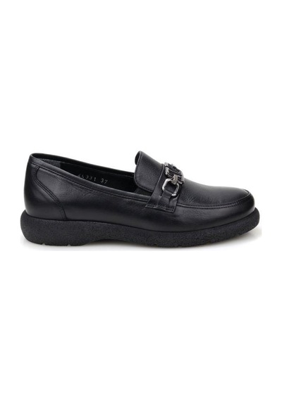 Pisagor Ps-44331 Hakiki Deri Kadın Loafer Ayakkabı Sıyah
