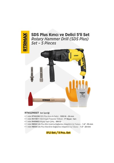 Rtrmax RTM2290SET Sds Plus Kırıcı Delici 5'li Set
