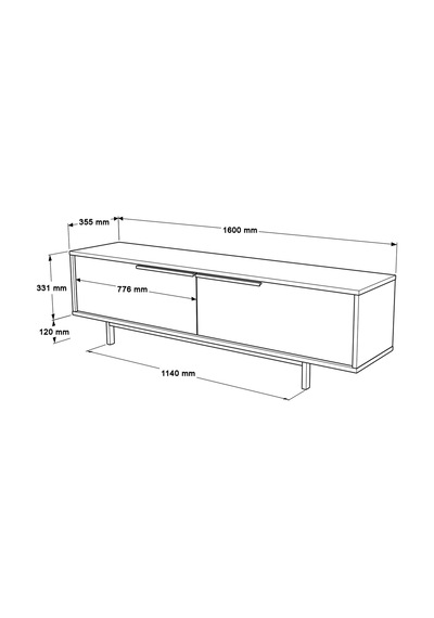 Yurudesign Ocean Tv Ünitesi Sehpası Metal Ayaklı 160cm Sepet On1-s