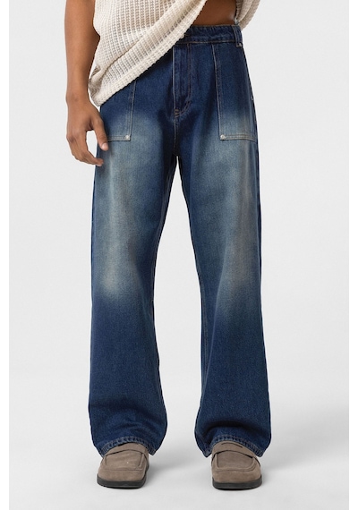 Vamos Cep Detaylı Baggy Fit Jean Yeşil Tint