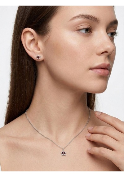 Oya Silver Minimal Lal Zirkon Taşlı Yıldız Gümüş Set Takım Oysy262
