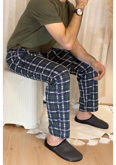 Erkek Desenli Cepli Lastikli Bel Pijama Altı Yeşil