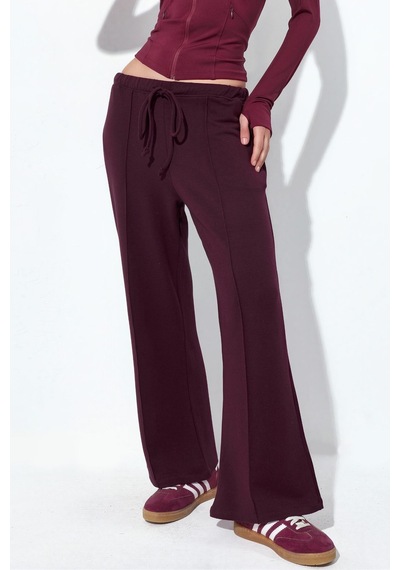 Hiccup Busem Kadın Flare Paça Jarse Jogger Pantolon Bordo - Kırmızı