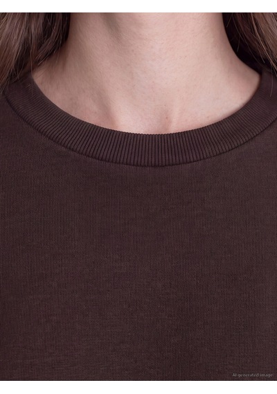 Lcw Modest Kahverengi Soft Touch Çizgili Kadın Sweatshirt Tunik