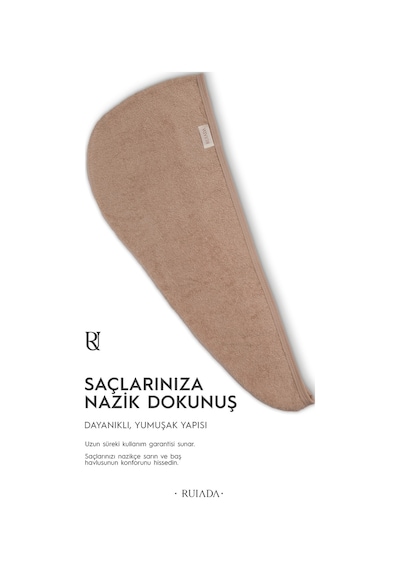%100 Pamuk Saç Kurutma Bonesi/havlusu Lastikli Ve Düğmeli Brown Kahverengi