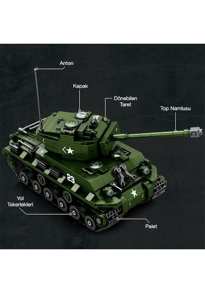Reobrix 77030 World Of Tanks M4 Sherman Tank M4a3e8 Yaratıcı Yapı Blok Seti Building Blocks - 836 Parça