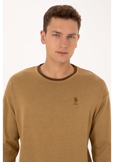 U.S. Polo Assn. Erkek Comfort Fit Bisiklet Yaka Hardal Kazak 50315022-VR151
