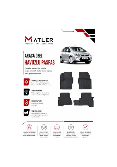 Ford C-max 2008 Model 4d Ekstra Havuzlu Paspas