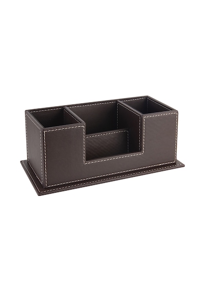 Masaüstü Deri Organizer Kalemlik 4 Gözlü Desktop Organizer Rainbow Vegan 10x12x25 Cm. Kahverengi
