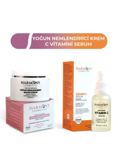 Yoğun Nemlendirici Bakım Kremi + C Vitamini Serum 2'li Bakım Seti
