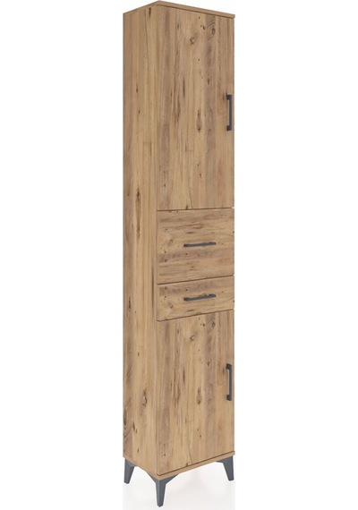 Arges Dolap 4 Raflı 2 Çekmeceli 2 Kapaklı 44x30x221 Çam-çam Çam