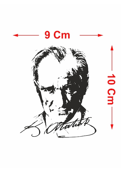 Atatürk - Mustafa Kemal Atatürk Sticker - Araba - Oto - Motosiklet Sticker 00017 10X9 Cm