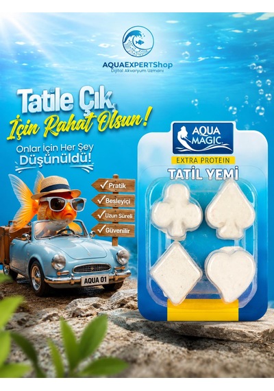 Akvaryum Balık Tatil Yemi - Dörtlü Yem - Yavaş Salınım - Ekstra Protein - Balıklarınız Güvende Kalsın