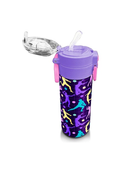 Coral High Kids Mor Voleybol Desenli Pipetli Ve Direkt İçim Çelik Termos 500 Ml 31849 Mor