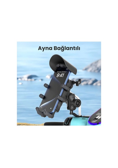 Northcity Ayna Bağlantılı Güneş Ve Yağmur Korumalı 360 Derece Ayarlanabilir Motosiklet Telefon Tutucu