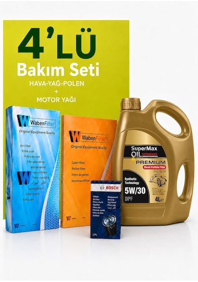 Bosch-waben Kia Rio 1.5 Dizel Filtre Bakım Seti-supermax Oil 5w30 4 Lt 2007-2011 3 Lü