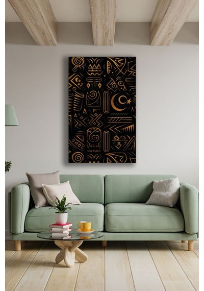 Dekoratif Gold Hiyeroglif Desenli Cam Tablo Antik Sembollü Siyah Modern Duvar Sanatı Doğa Ve Manzara Temalı Dekoratif Duvar Tablosu, Salon, Yatak Odası Ve Ofis Dekoru,