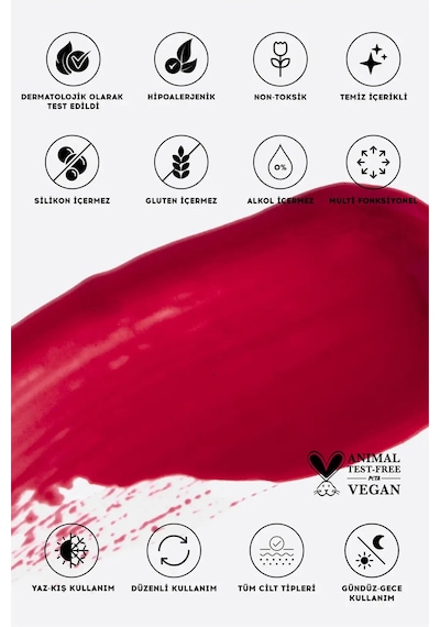 Cream Co. Nemlendirici Besleyici Işıltılı Dudak Yanak Göz Renklendirici Glow Tint Deep Red