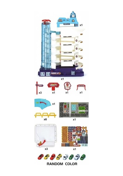 5 Katlı Otopark Seti Çok Renkli