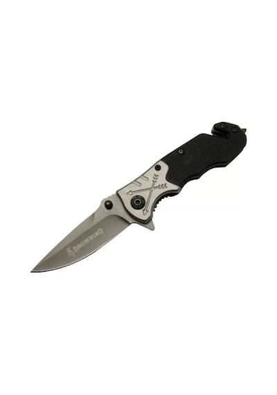 Browning 8-10 Siyah Kurtarma / Kamp Çakı 16,5cm - Yarı Otomatik, Kemerlikli, Cam Kırma Ve İp Kesme Aparatlı, Ok Figürlü Sap Diğer