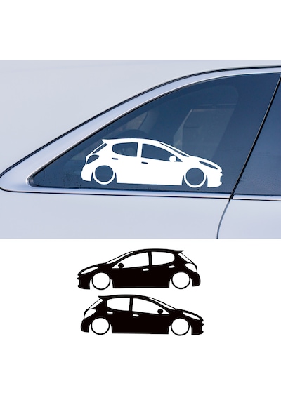 2 Adet Peugeot 207 Basık Oto Sticker, Kelebek Cam Sticker 25x9 Cm