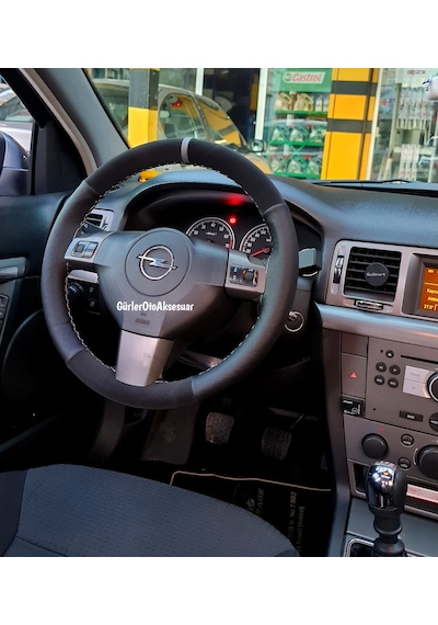 Opel Astra H Dikme Direksiyon Kılıfı Noktalı-Alkantra Gri Yüzüklü