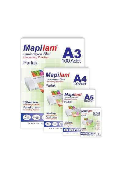 Mapilam 150 Micron Kredi Kartı Laminasyon Filmi, Şeffaf, 54 X86 Mm