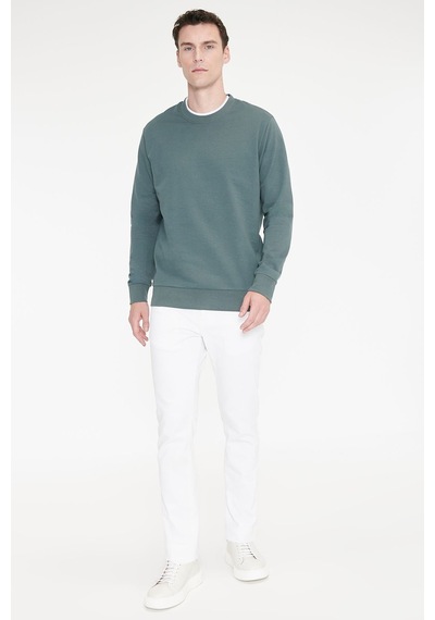 Ac&Co / Altınyıldız Classics Erkek Yesıl Pamuklu Standart Fit Normal Kesim 2 İplik Bisiklet Yaka Sweatshirt Yeşil
