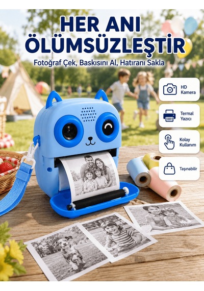 Çocuklar İçin Termal Baskılı Dijital Fotoğraf Makinesi Ön Ve Arka Kameralı Çok Renkli