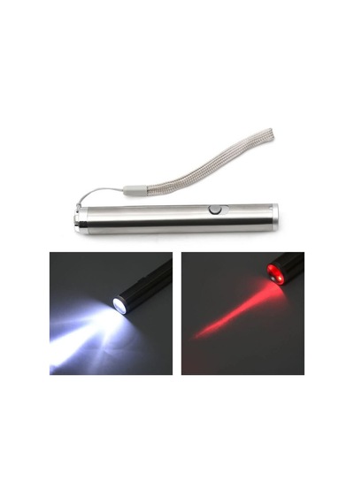 El Feneri Pointer 2 İn 1 Lazer Pointer + Fener Sunum Kalemi Metal Siyah